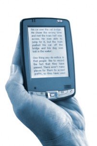 PDA - Reading an Ebook Blue Tone
