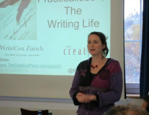 Joanna Penn speaking at WriteCon Zurich