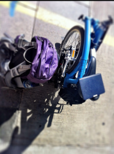 backpack, brompton, kindle