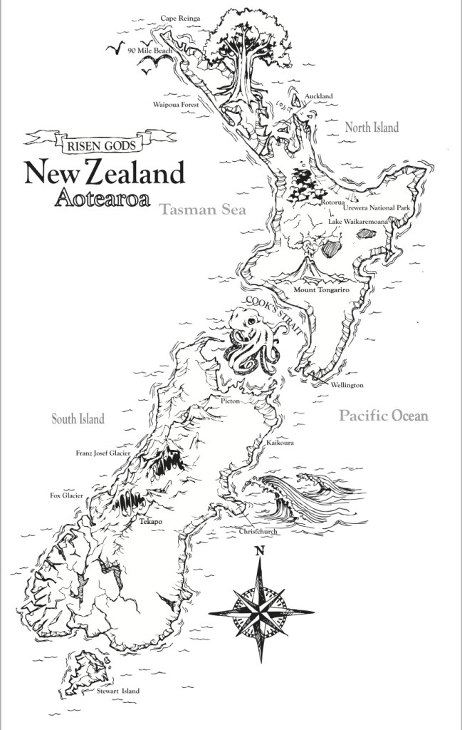 Map of New Zealand Aotearoa for Risen Gods