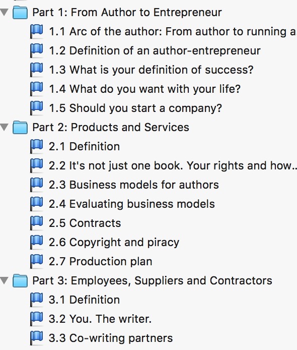how to write a book non fiction business TOC