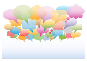 Social media speech bubbles gradient colors background