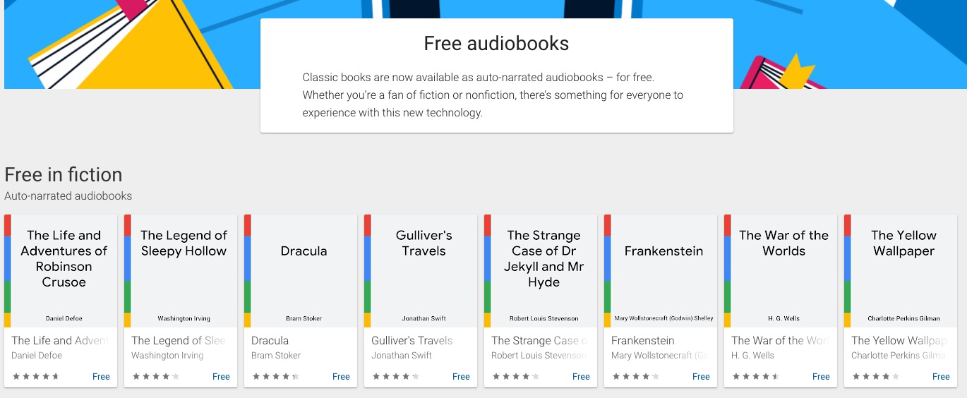 Free auto narrated audiobooks on Google Play